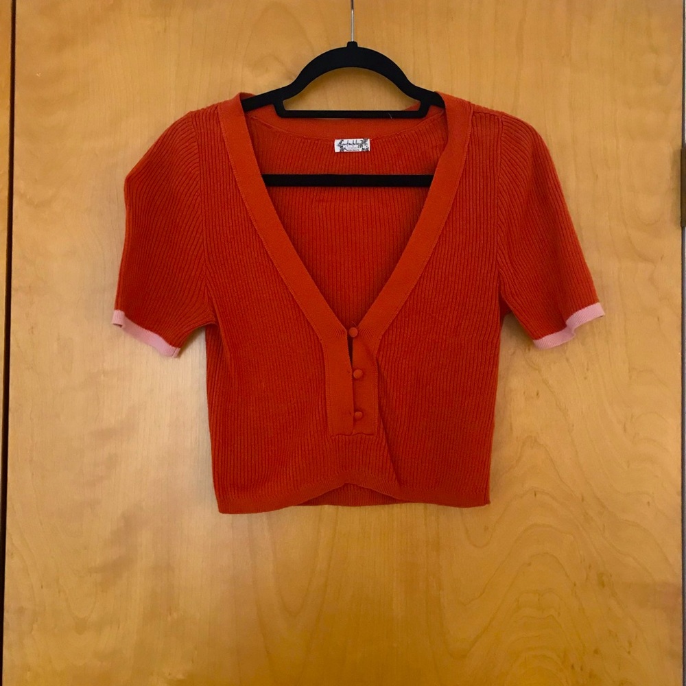 Orange/pink free people cotton top